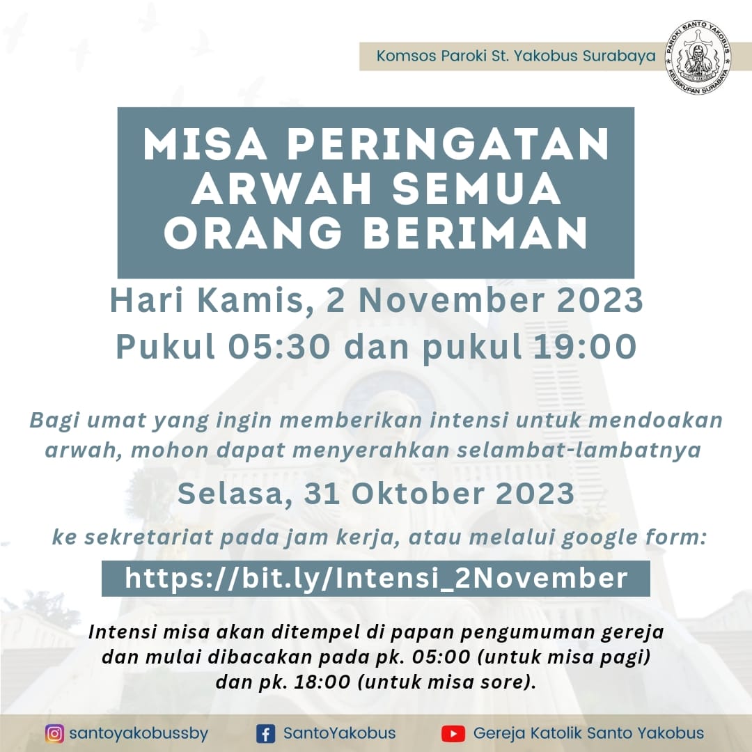 Misa Peringatan - Arwah Semua Orang Beriman (Kamis, 02 November 2023 ...